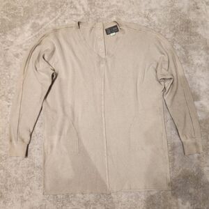 Saturday Sunday By Anthropologie Light Beige V-neck Tunic Sweater